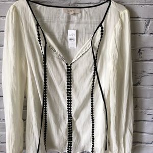 Ann Taylor Loft Black and Ivory Blouse